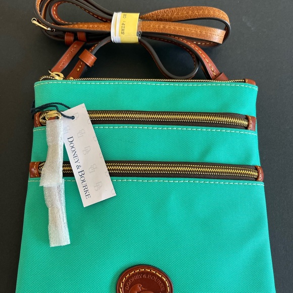 Dooney & Bourke Handbags - Dooney & Bourke North/South Triple Zip Crossbody Purse in Mint New